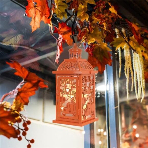 NEEDOMO Fall Decorations for Home, Orange‎ Decorative Candle Lantern for - Picture 6 of 8